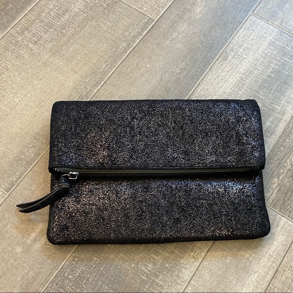 Shimmering Black Clutch with chain